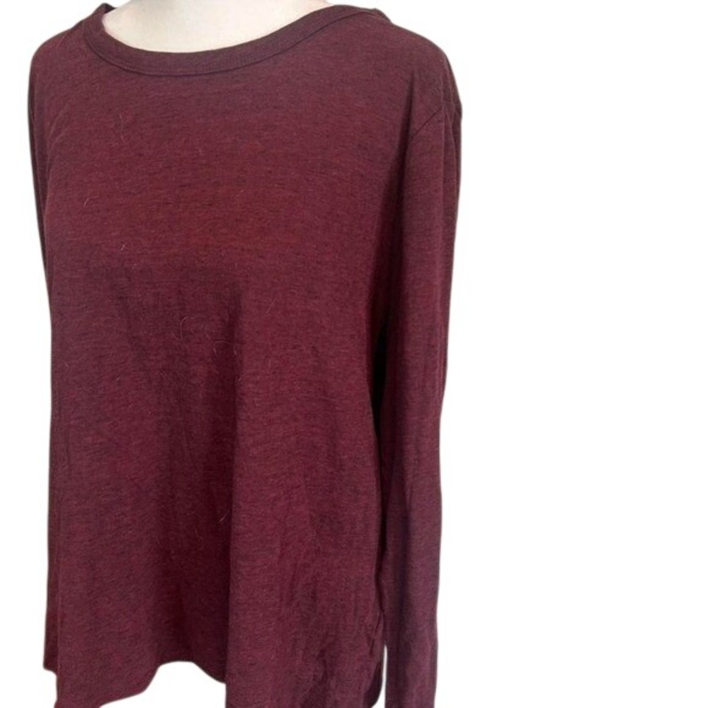 Maroon Long Sleeve T Shirt Casual Everyday Top - Picture 2 of 5
